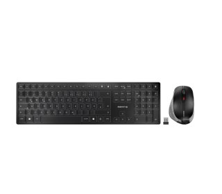 CHERRY DW 9500 SLIM klawiatura Dołączona myszka Uniwersalne RF Wireless + Bluetooth QWERTZ Niemiecki Czarny, Szary