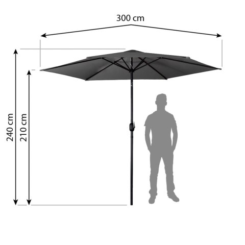 Parasol ogrodowy składany 6 segmentowy 300 cm z pokrowcem Plonos PL-884