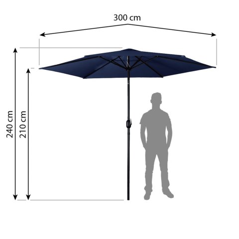 Parasol ogrodowy składany 6 segmentowy 300 cm z pokrowcem Plonos PL-884