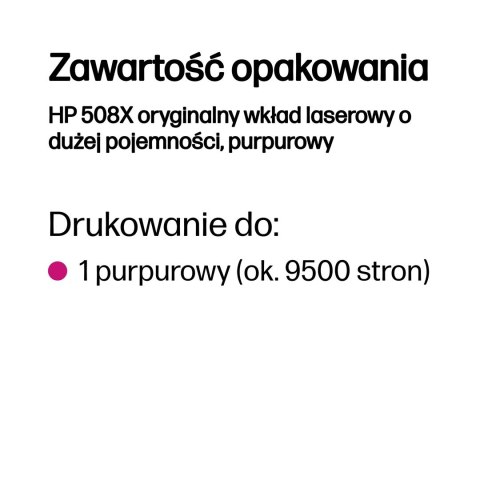 HP 508X oryginalny wkład laserowy o dużej pojemności, purpurowy