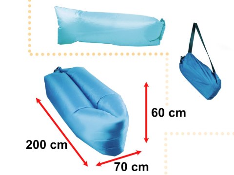 Lazy BAG SOFA łóżko leżak na powietrze błękitny 200x70cm