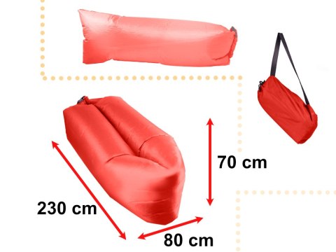 Lazy BAG SOFA łóżko leżak na powietrze czerwony 230x70cm