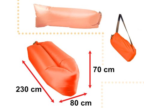 Lazy BAG SOFA łóżko leżak na powietrze pomarańczowy 230x70cm