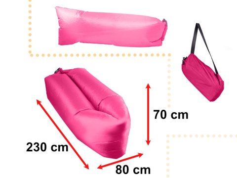 Lazy BAG SOFA łóżko leżak na powietrze różowy 230x70cm