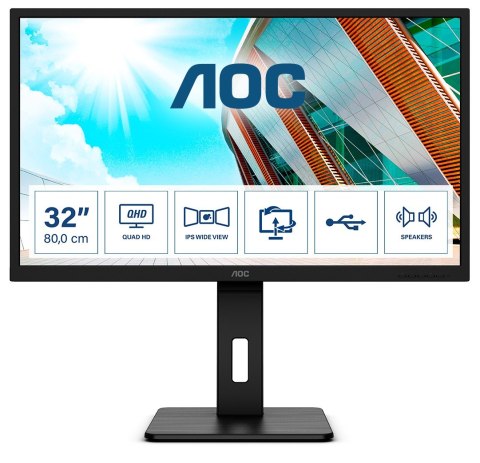 AOC P2 Q32P2 monitor komputerowy 80 cm (31.5") 2560 x 1440 px 2K Ultra HD LED Czarny