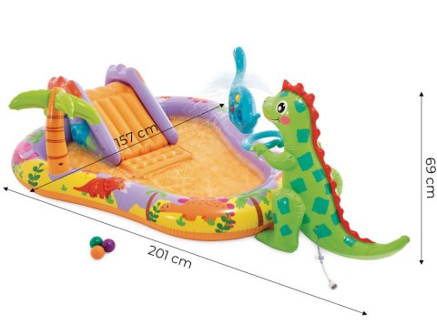 Basen dmuchany dla dzieci wodny plac zabaw 201x157x69 cm zjeżdżalnia fontanna dinozaur INTEX 56139