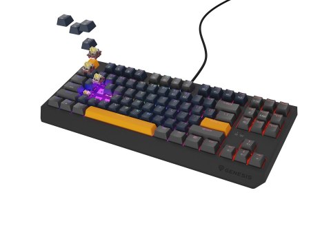 GENESIS THOR 230 TKL klawiatura Gaming USB + RF Wireless + Bluetooth QWERTY Czarny, Niebieski, Szary, Pomarańczowy