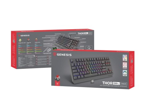 GENESIS Thor 230 TKL klawiatura Gaming USB + RF Wireless + Bluetooth QWERTY Czarny