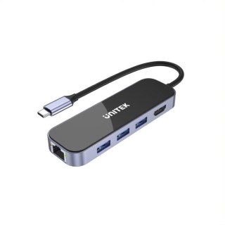 UNITEK HUB USB-C 3.1, RJ-45,3XUSB-A,HDMI,4K,PD100W