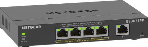 NETGEAR 5-Port Gigabit Ethernet High-Power PoE+ Plus Switch (GS305EPP) Zarządzany L2/L3 Gigabit Ethernet (10/100/1000) Obsługa P