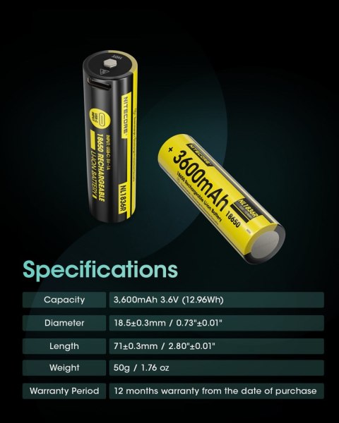 Akumulator Nitecore NL1836R 18650 3600 mAh 3.6 V