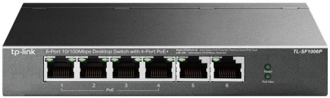 TP-Link TL-SF1006P łącza sieciowe Nie zarządzany Fast Ethernet (10/100) Obsługa PoE Czarny