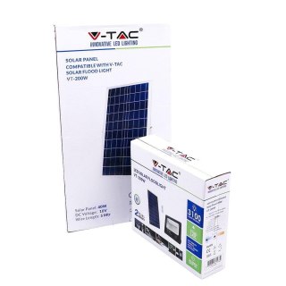 Projektor LED Solarny V-TAC 40W Czarny IP65, Pilot, Timer VT-200W 4000K 3100lm