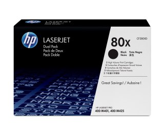 HP 80X zestaw 2 oryginalnych wkładów z czarnym tonerem LaserJet XL