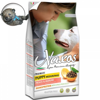 Naxos Puppy Medium/Maxi Ryba Karma Bezglutenowa i Monobiałkowa dla psów ras średnich i dużych 12kg