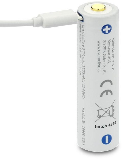 Akumulator 18650 Li-Ion 3,7V everActive 3500mAh (1 szt.) micro-USB z zabezpieczeniem