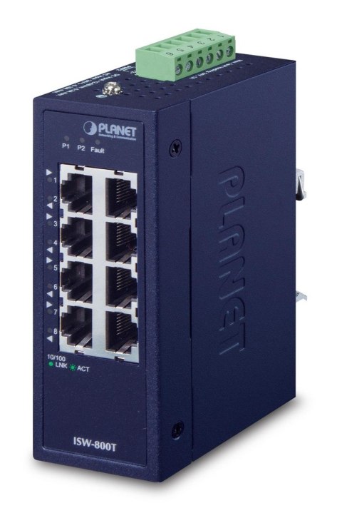 PLANET ISW-800T łącza sieciowe Nie zarządzany L2 Fast Ethernet (10/100) Niebieski