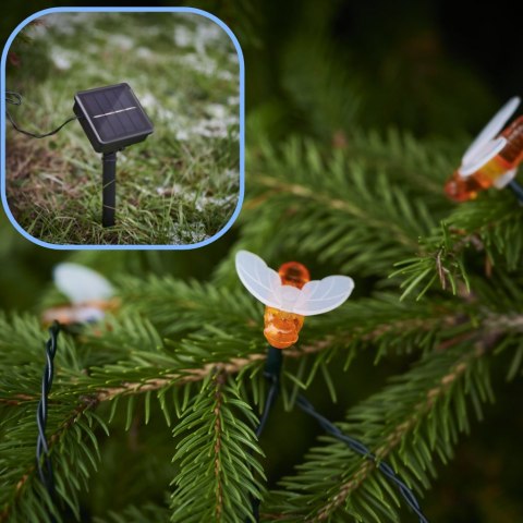 Lampki solarne ogrodowe łańcuch pszczółki 4,5m 30LED ciepły