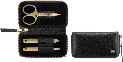 Zestaw do manicure ZWILLING Twinox Gold Edition 97747-004-0 - czarne skórzane etui 3 elementy - czarny