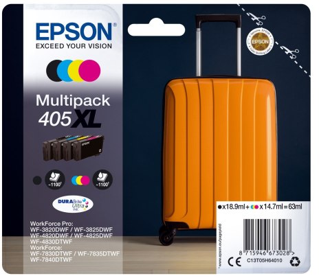 Epson 405XL DURABrite Ultra nabój z tuszem 1 szt. Oryginalny Wysoka (XL) wydajność Czarny, Cyjan, Purpurowy, Żółty