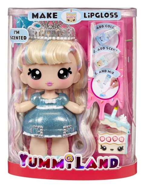 MGA Entertainment Yummiland Large Doll + Lipgloss Pet- Callie Birthday Cake