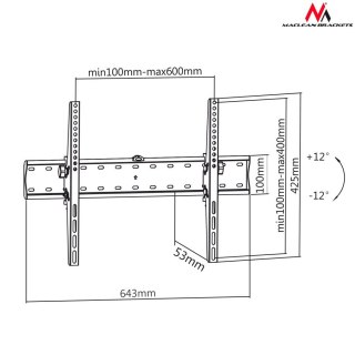 Uchwyt ścienny do telewizora Maclean MC-668 (ścienne, Uchylny; 37" - 70"; max. 40kg)