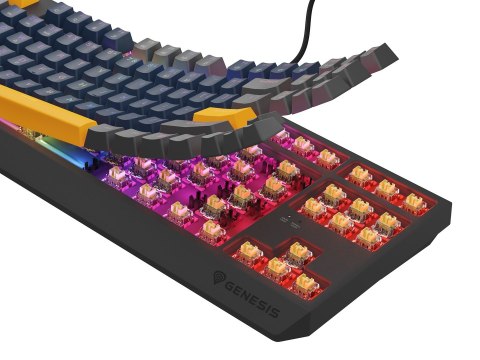 GENESIS THOR 230 TKL klawiatura Gaming USB + RF Wireless + Bluetooth QWERTY Czarny, Niebieski, Szary, Pomarańczowy