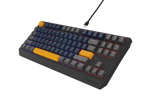 GENESIS THOR 230 TKL klawiatura Gaming USB + RF Wireless + Bluetooth QWERTY Czarny, Niebieski, Szary, Pomarańczowy