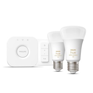 Philips Hue White ambiance Zestaw startowy: 2 inteligentne żarówki E27 (1100) + regulator przyciemniania Hue Dimmer switch