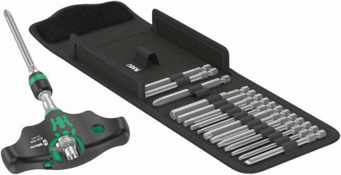 WERA zestaw końcówek z grzechotką typu T 1/4" 17 części w etui KRAFTFORM KOMPAKT 400 RA SET1