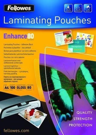 LAMINATOR POUCH ADHESIVE BACK A4 80 100PCS 5302202 FELLOWES