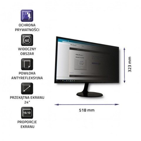 Qoltec Filtr prywatyzujący RODO | 24" | 16:10