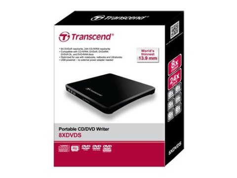 Transcend TS8XDVDS-K dysk optyczny DVD±R/RW Czarny