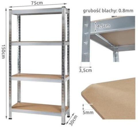 REGAŁ MAGAZYNOWY 150X75X30