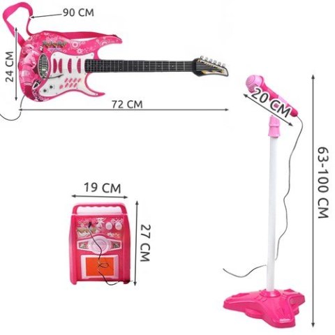 GITARA + MIKROFON + WZMACNIACZ RÓŻ 22407