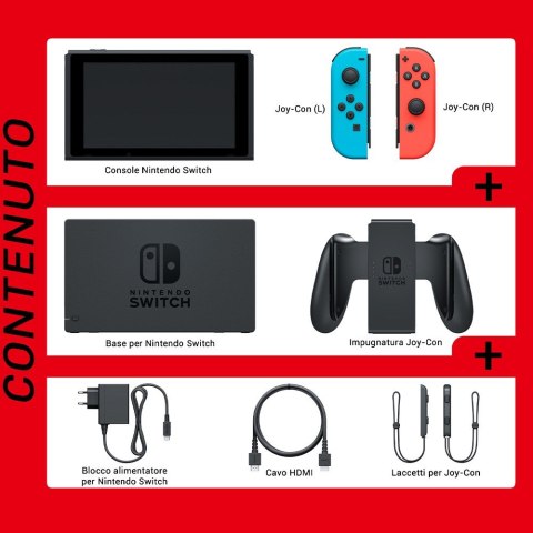 Nintendo Switch przenośna konsola do gier 15,8 cm (6.2") 32 GB Ekran dotykowy Wi-Fi Niebieski, Szary, Czerwony