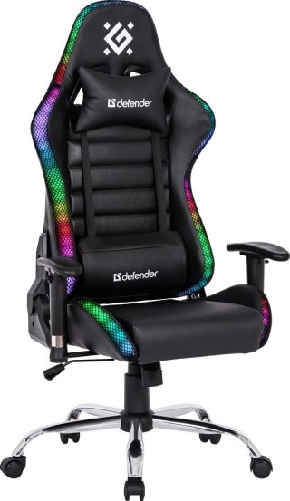 FOTEL DEFENDER ULTIMATE CZARNY RGB PODŚWIETLENIE