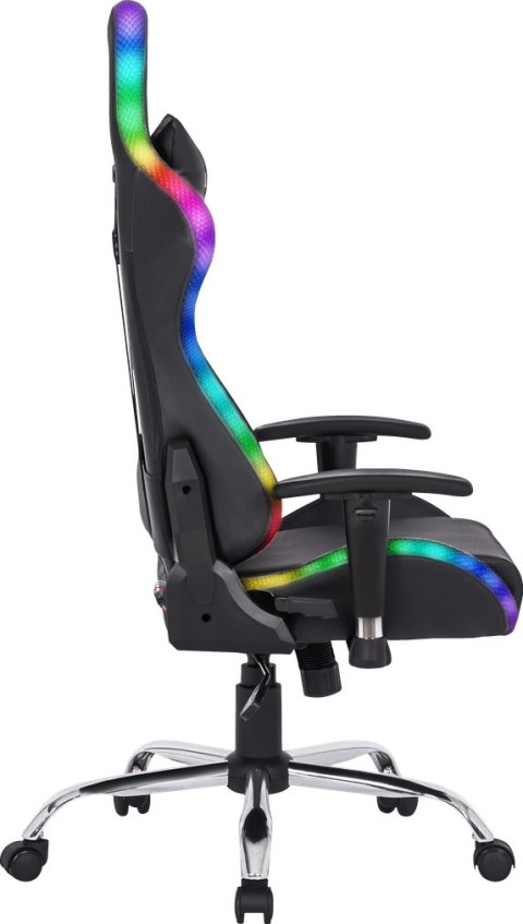 FOTEL DEFENDER ULTIMATE CZARNY RGB PODŚWIETLENIE