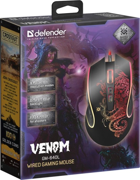 MYSZ DEFENDER VENOM GM-640L OPTIC 3200dpi 8P