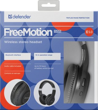 SŁUCHAWKI DEFENDER BLUETOOTH FREEMOTION B551 CZARNE