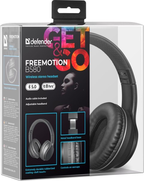 SŁUCHAWKI DEFENDER BLUETOOTH FREEMOTION B580 CZARNE