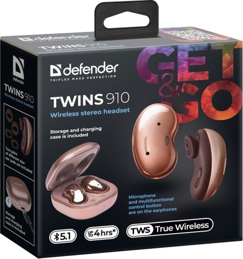 SŁUCHAWKI DEFENDER BLUETOOTH TWINS 910 BRONZE