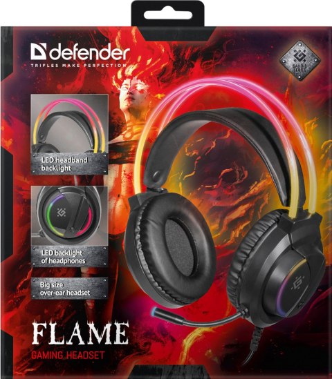 SŁUCHAWKI DEFENDER Z MIKR FLAME RGB