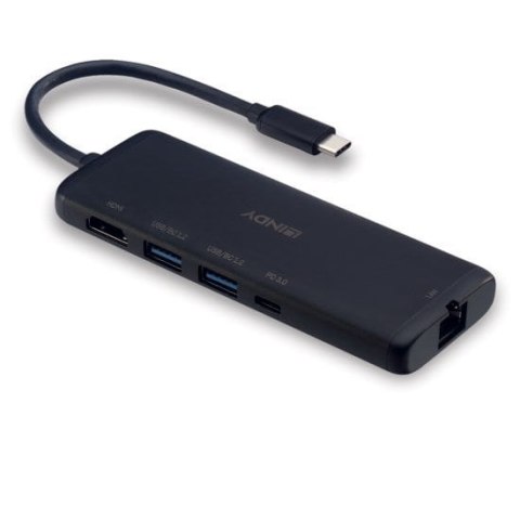 Lindy 43358 stacja dokująca Przewodowa USB 3.2 Gen 1 (3.1 Gen 1) Type-C Czarny