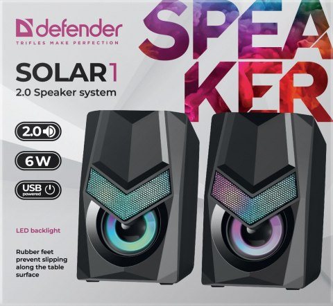 GŁOŚNIKI DEFENDER SOLAR 1 2.0 6W LED USB