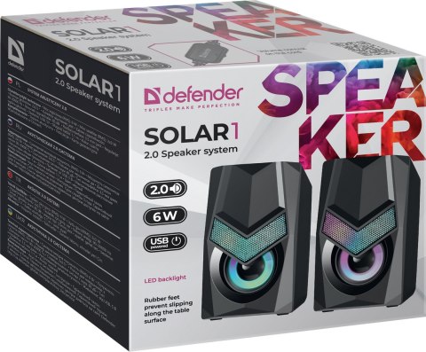 GŁOŚNIKI DEFENDER SOLAR 1 2.0 6W LED USB