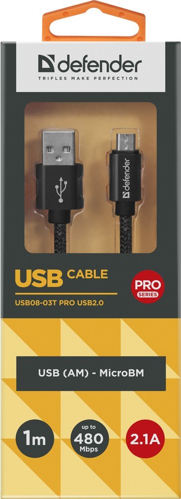 KABEL DEFENDER USB AM-MICRO BM 1.0m 2.1A CZARNY