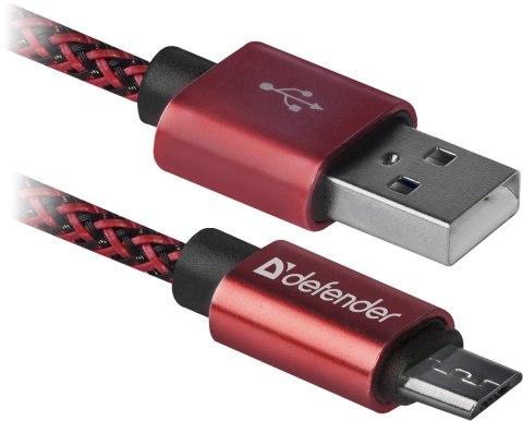 KABEL DEFENDER USB AM-MICRO BM 1.0m 2.1A CZERWONY