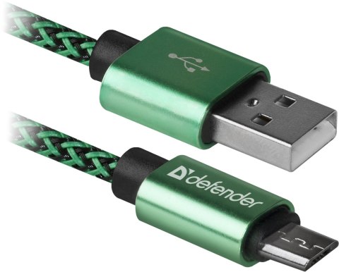 KABEL DEFENDER USB AM-MICRO BM 1.0m 2.1A ZIELONY