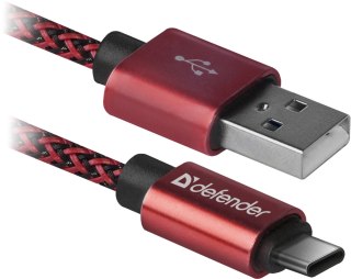 KABEL DEFENDER USB AM-TYPE C 1,0m 2.1A CZERWONY